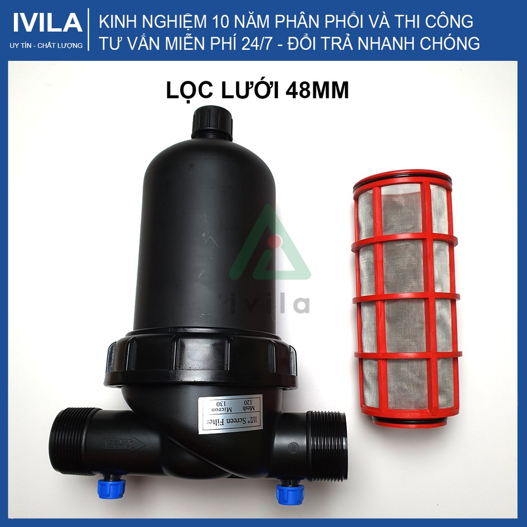 Bộ Lọc Lưới đường kính D27/D34/D42 /D48/D60 - Bộ lọc cặn, rác ren ngoài phi 27/34/42/48/60 dùng cho tưới tự động