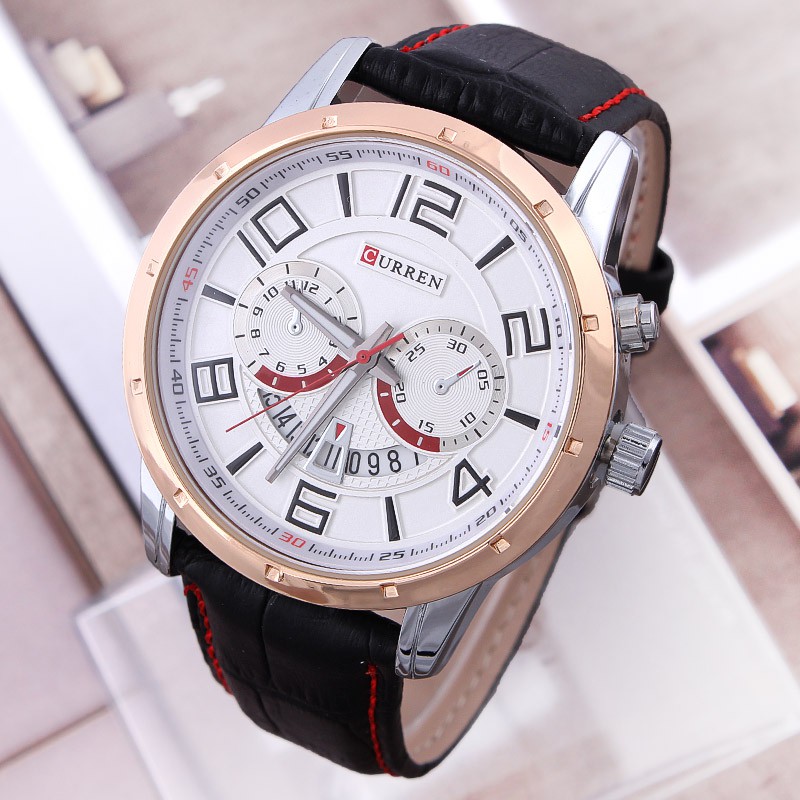 Đồng hồ nam Curren dây da 8140 (trắng,đen)