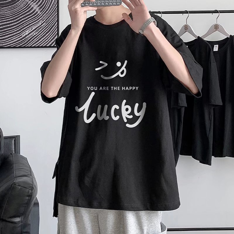 Áo thun nam chất cotton form tay lỡ in hình cá tính