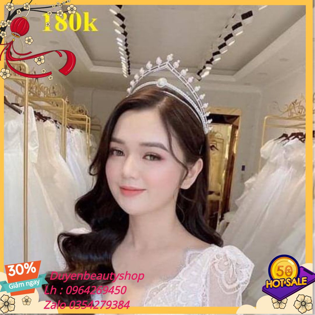 Vương miện cô dâu đính đá thiết kế sang trọng  3in1 có thể tháo rời Duyenbeautyshop