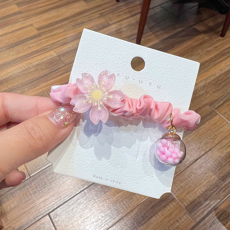 Dây Buộc Tóc Hoa Anh Đào Màu Hồng Cherry Nhỏ Xinh Xắn Cho Bé Gái