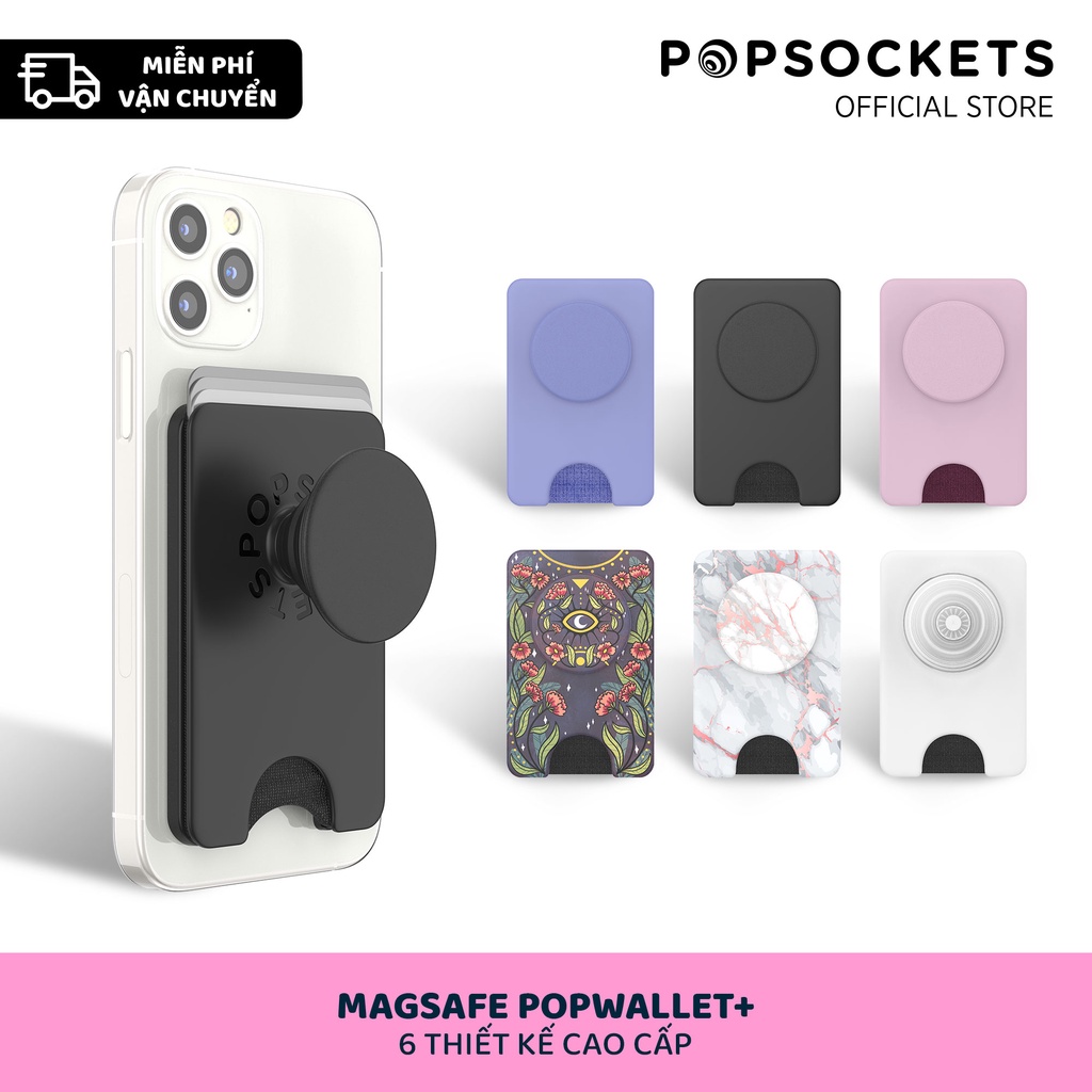 PopSockets PopWallet+ for Sạc ko dây táo|Ví Tiền Gắn ĐT Tiện Dụng Và Dễ Thương,Chân Đế,Giá Đỡ Sạc ko dây táo Cho ĐT