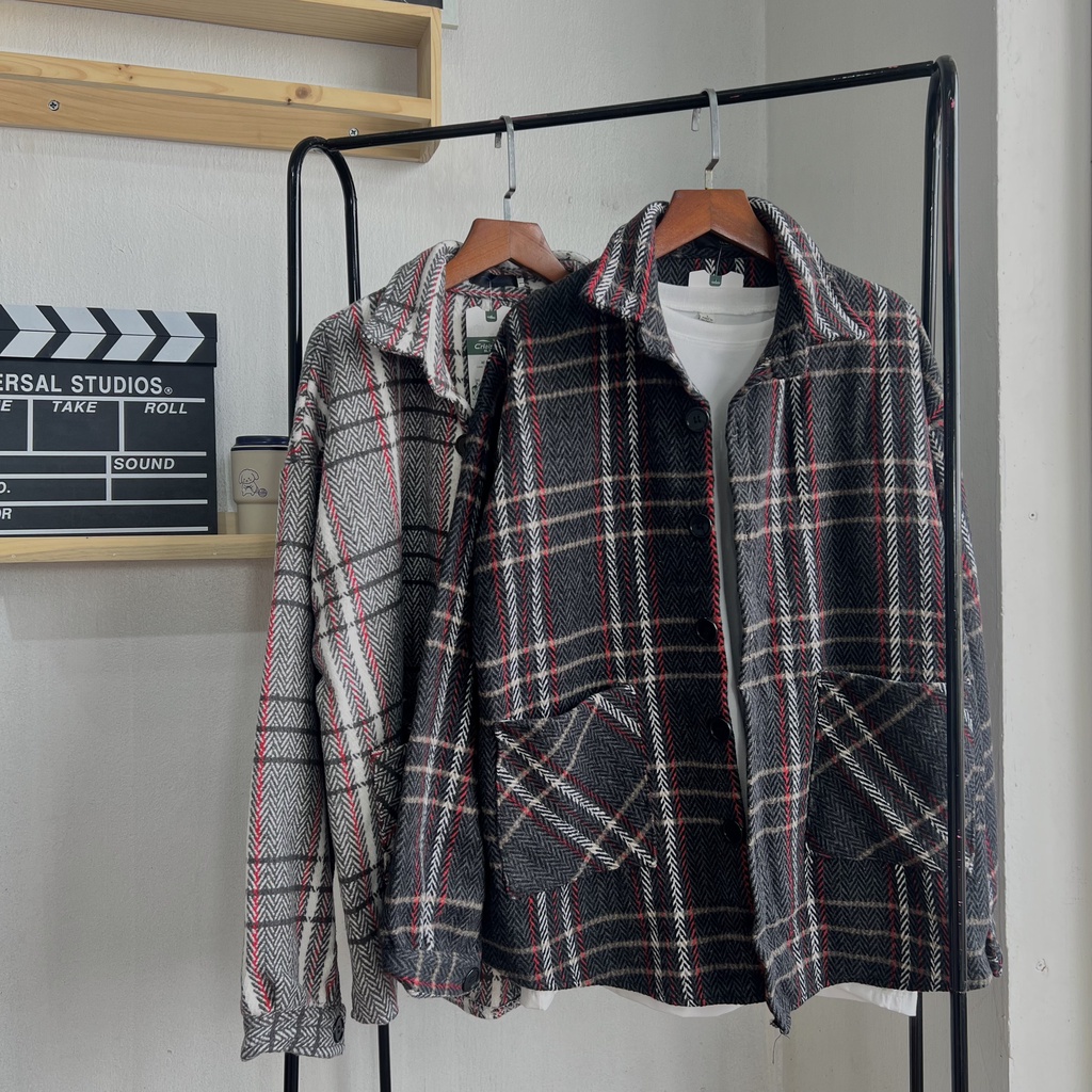 Áo Sơ Mi Fannel Nam Nữ Vải Chất Dạ Hàn Phong Cách Unisex