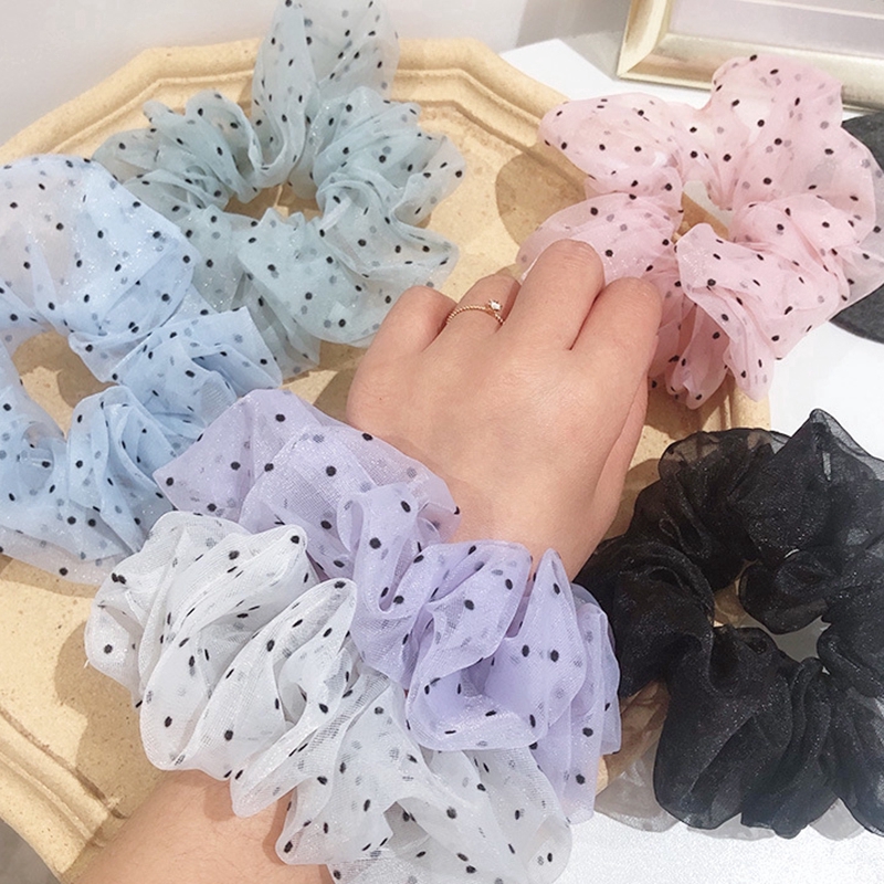 Dây cột tóc co giãn phối lưới xinh xắn dễ thương cho nữ