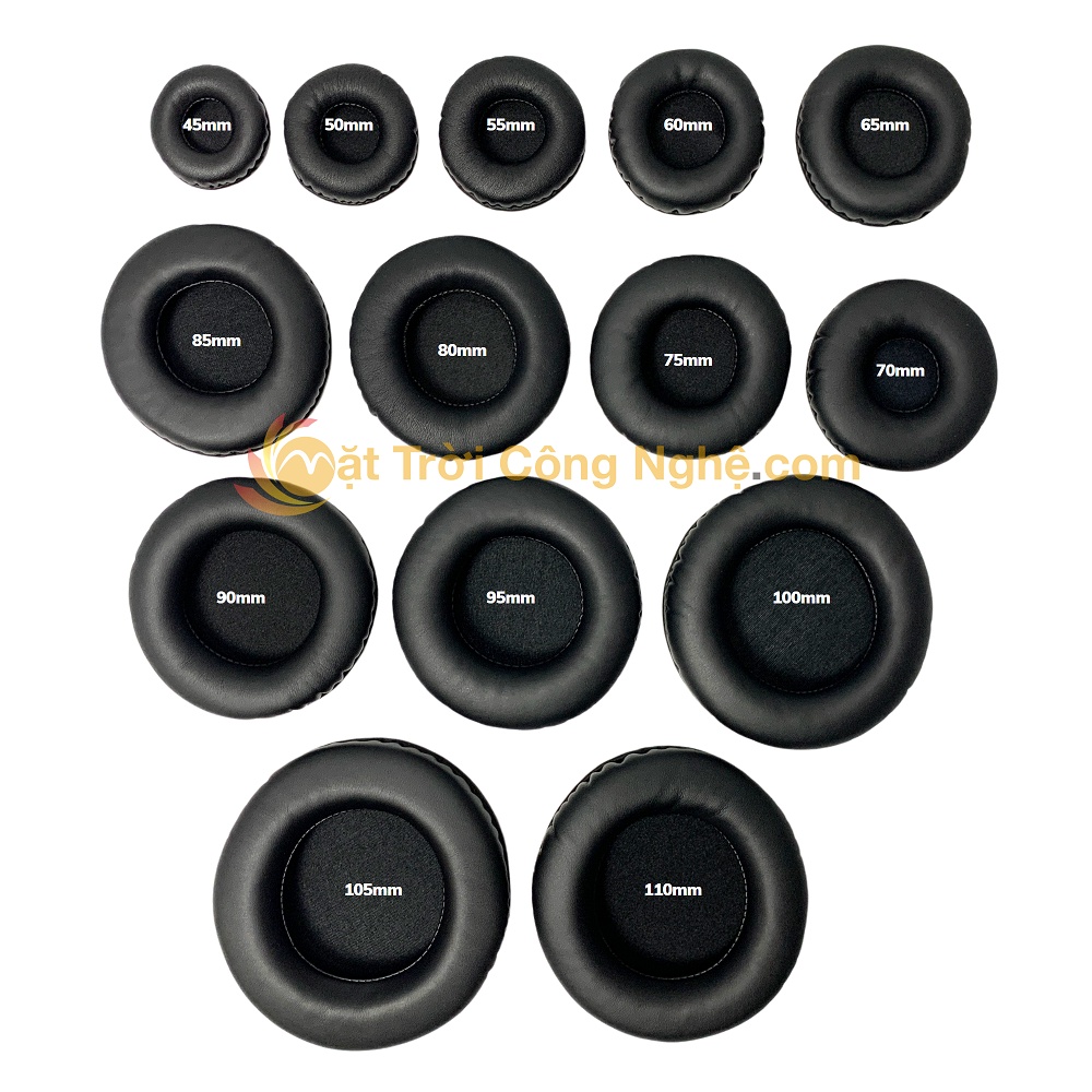 Cặp đệm tai nghe bằng da tròn cỡ size 45mm 55mm 60mm 65mm 70mm 75mm 80mm 85mm 90mm 95mm 100mm 105mm 110mm – full size