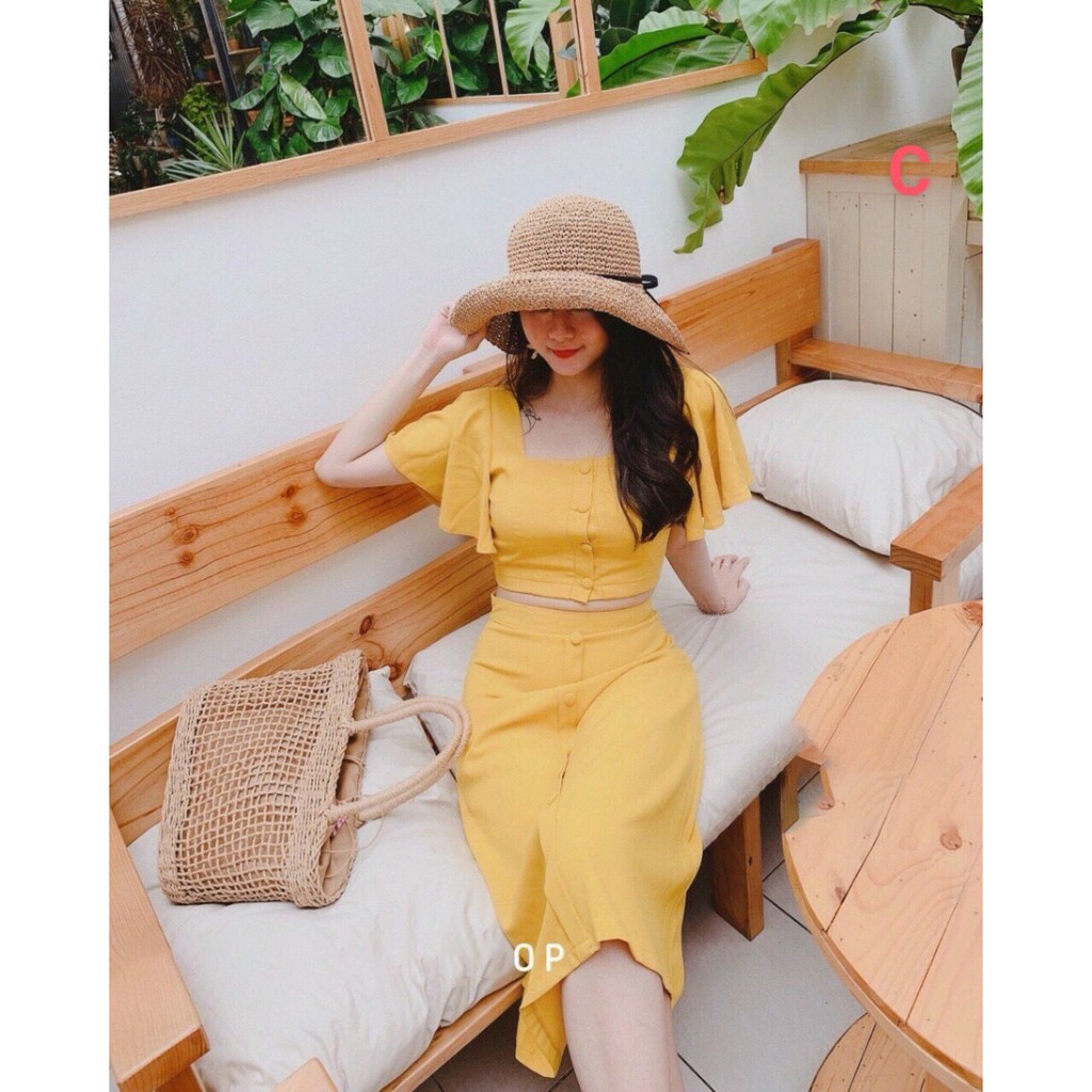 SÉT ĐẦM NỮ VÀ ÁO TAY BÈO SIÊU XINH THỜI TRANG THIẾT KẾ VESTA SD70