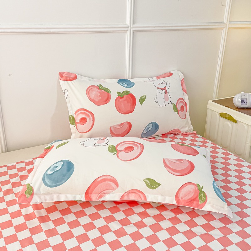 Bộ vỏ chăn ga gối Cotton Poly M2T BEDDING gồm vỏ chăn mền, drap ga giường và 2 vỏ gối nằm - PL Thỏ Đào