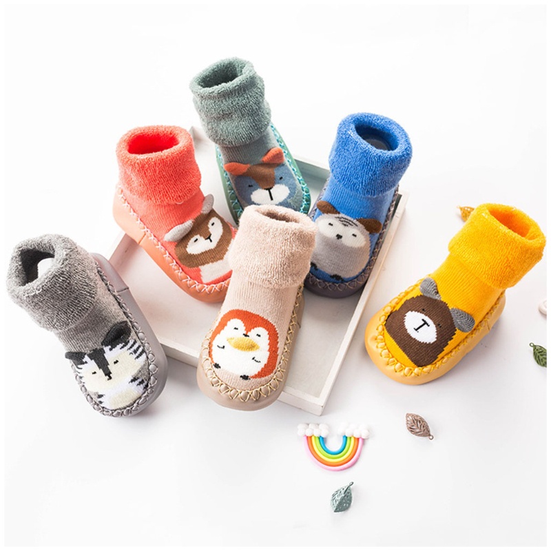 Vớ Cotton Mềm Dày Dặn Ấm Áp Không Trượt Cho Bé