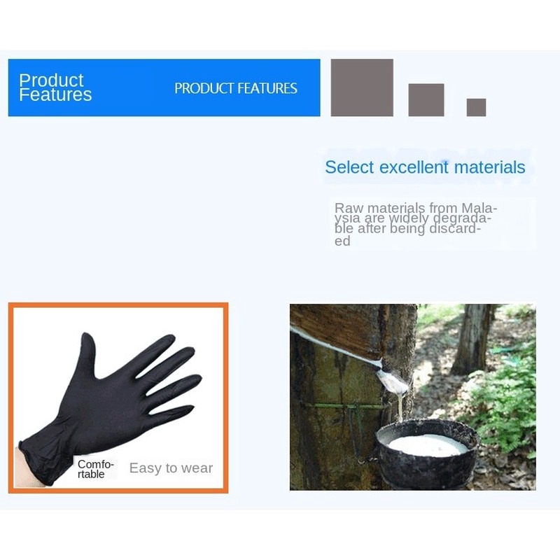 Găng tay cao su bảo hộ  y tế Set 5 cặp latex nitrile màu xanh dương/đen dùng 1 lần lao động rửa chén rửa bát