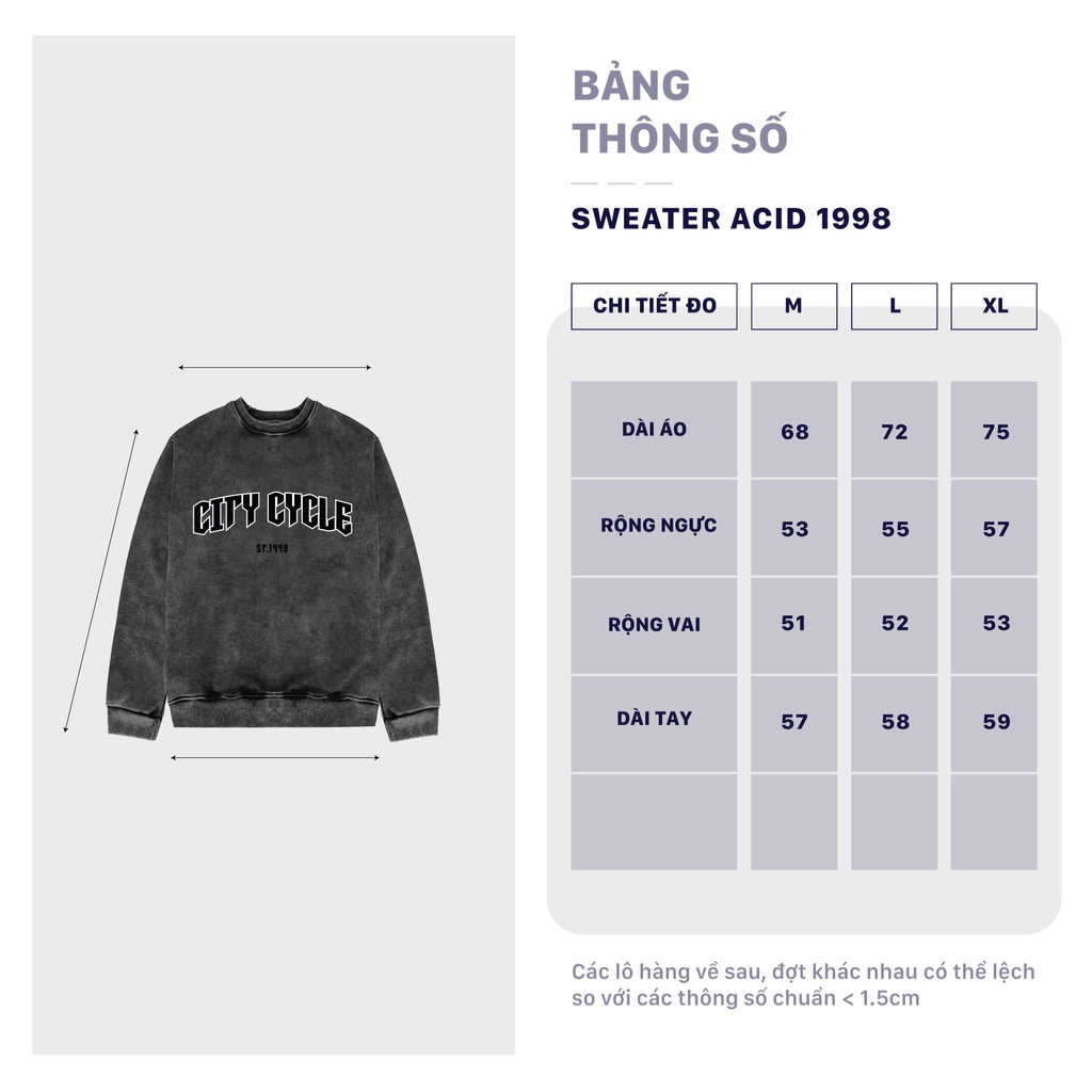 Áo sweater local brand Acid 1998 City Cycle nỉ loang form rộng oversize unisex