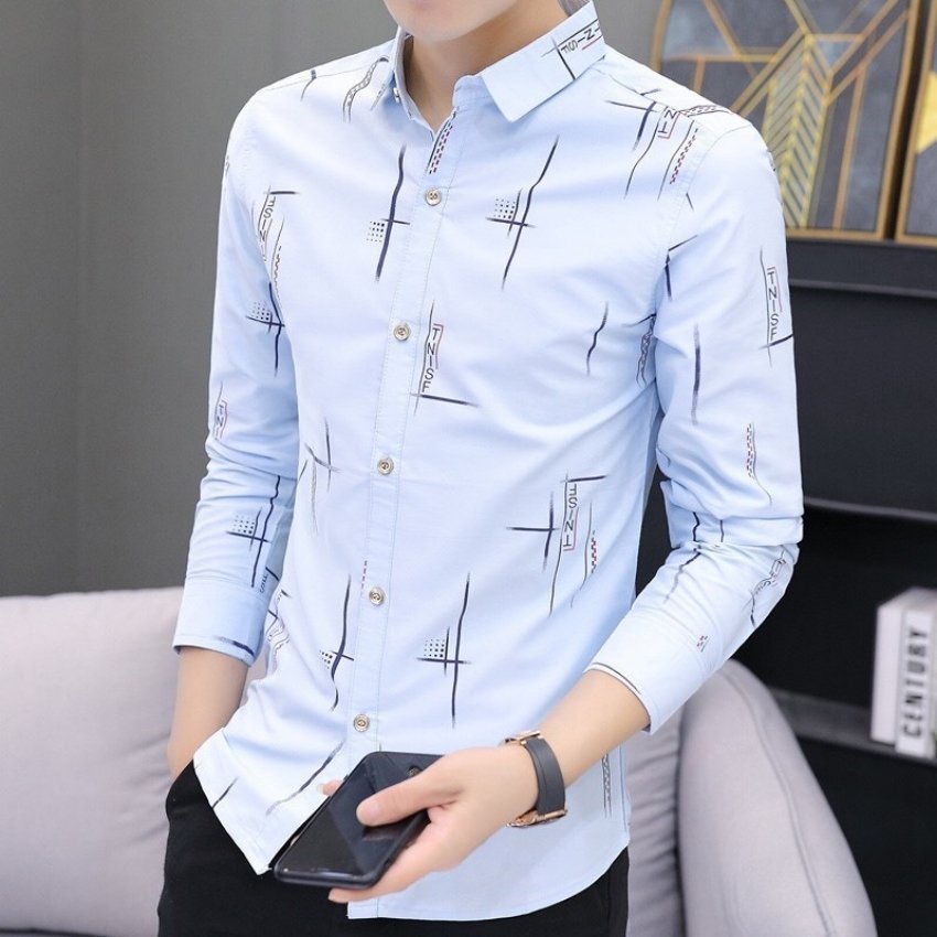 Áo Sơ Mi Nam Dài Tay Họa Tiết Chữ TNSFThời Trang Cao Cấp PONIVA Chất Vải Cao Cấp Mềm Mại Thấm Hút Mồ Hôi Tốt