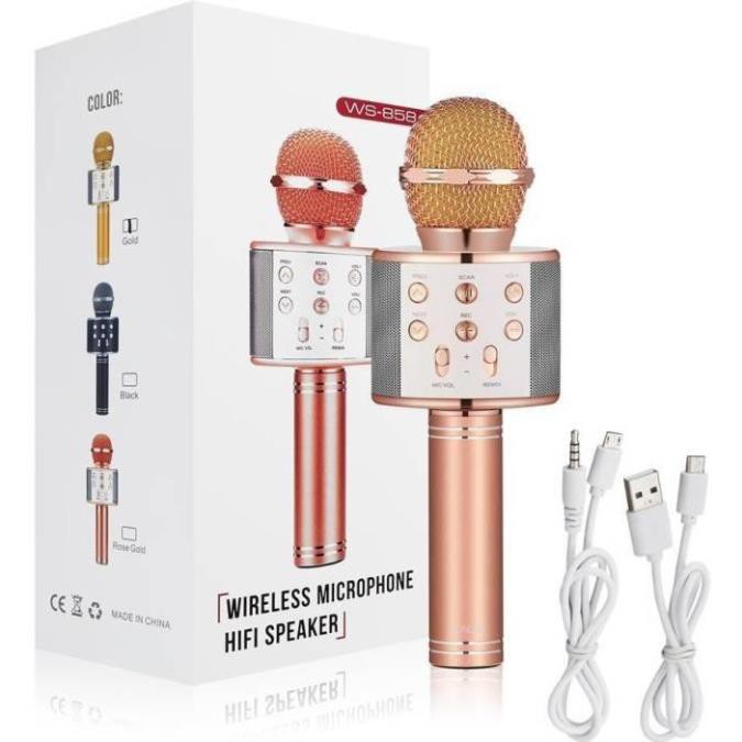 Micro hát karaoke Bluetooth 3in1 kèm loa WS-858