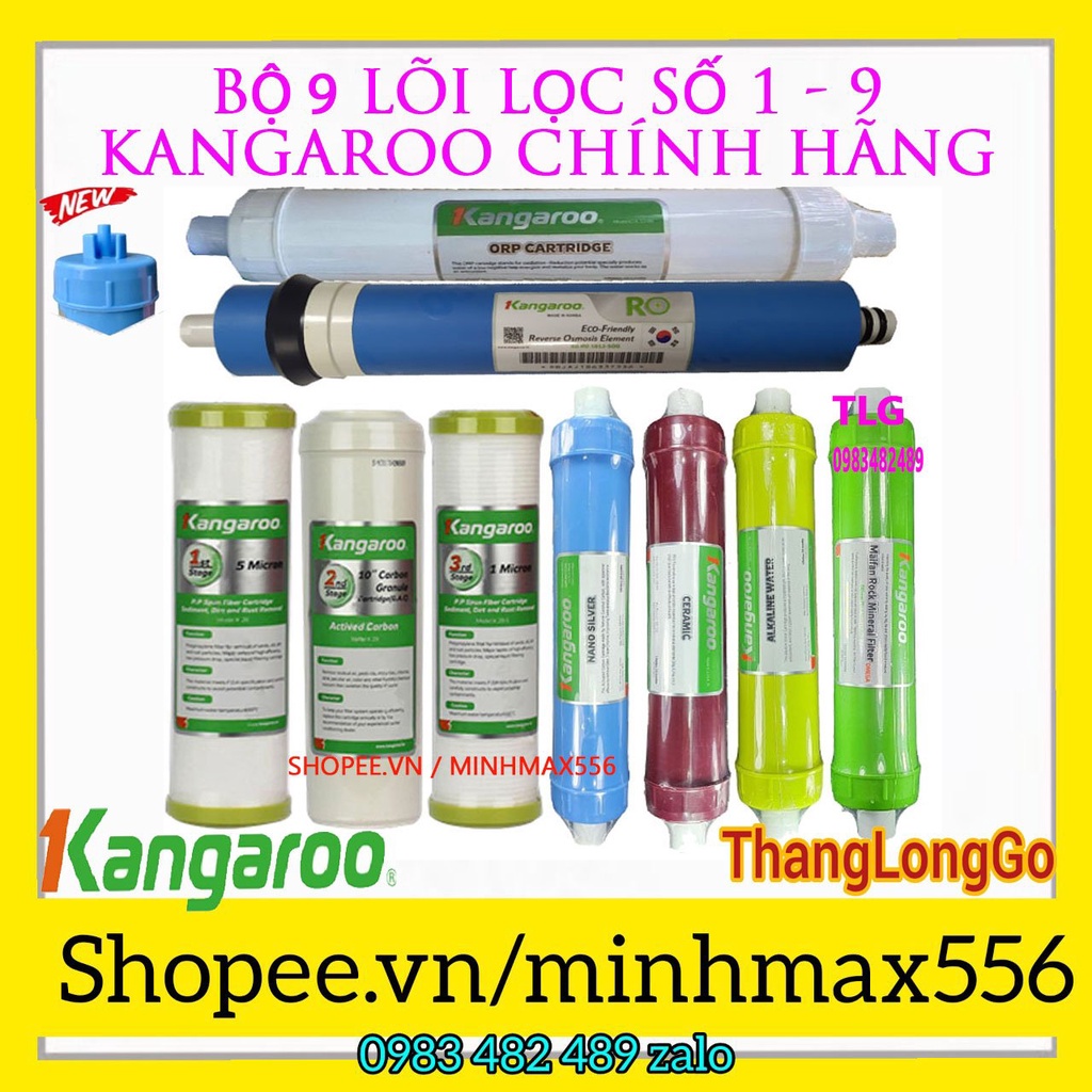 COMBO 9 LÕI LỌC KANGAROO SỐ 123456789 | GỒM BỘ 123-ROKANG-NANO-CERAMIC-ALKALINE-MAIFAN-ORP