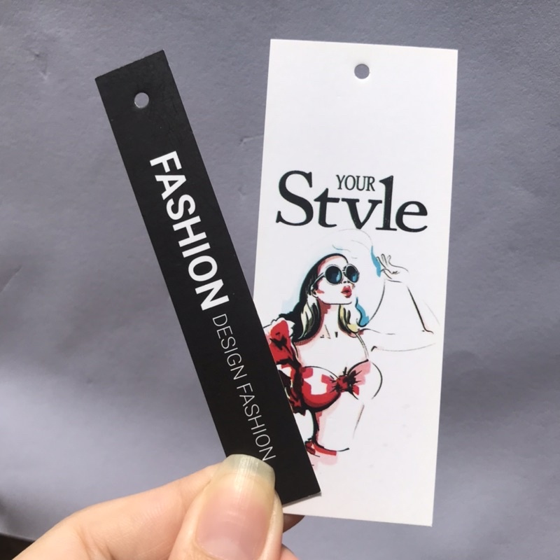 SET bộ 2 NHÃN MÁC TAG QUẦN ÁO giúp nâng cao thương hiệu cho shop  Giấy bìa cứng cán màng sang trọng-  set 100 bộ - mẫu 0