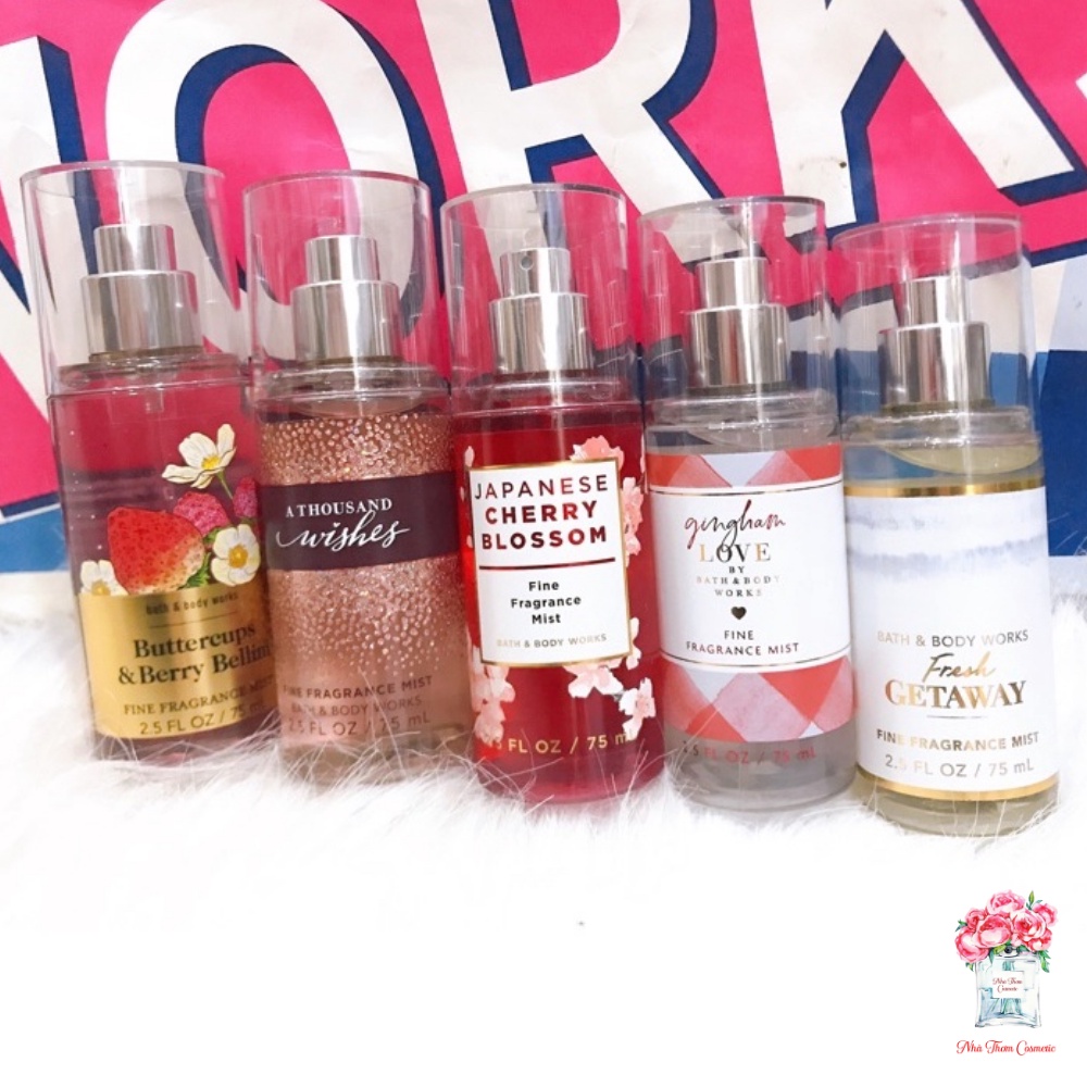 Xịt Toàn Thân Bath & Body Works Kết Hợp Đa Dạng 4 Mùi Hương Khác Nhau Minisize 75ml