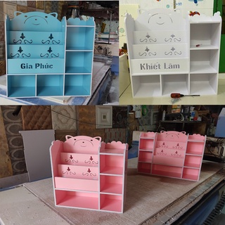 Kệ giá sách hình gấu kèm 5 ngăn đựng đồ tự tháo lắp đa năng (4 Size)