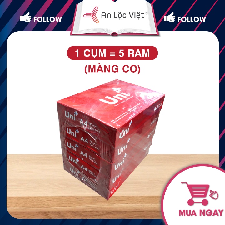 Giấy A4 Uni Plus 80 gsm 500 tờ màng co - giấy trắng đẹp và dày