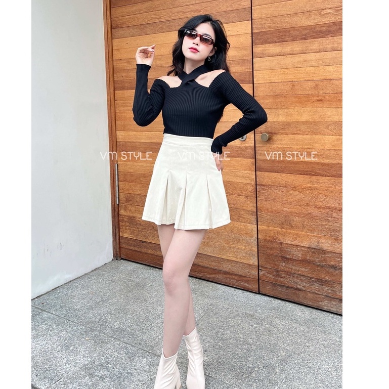 Áo len tay dài cổ chéo hở vai thời trang nữ ulzzang Hàn Quốc Fmstyle Saigon 21ALU12N162102 | BigBuy360 - bigbuy360.vn