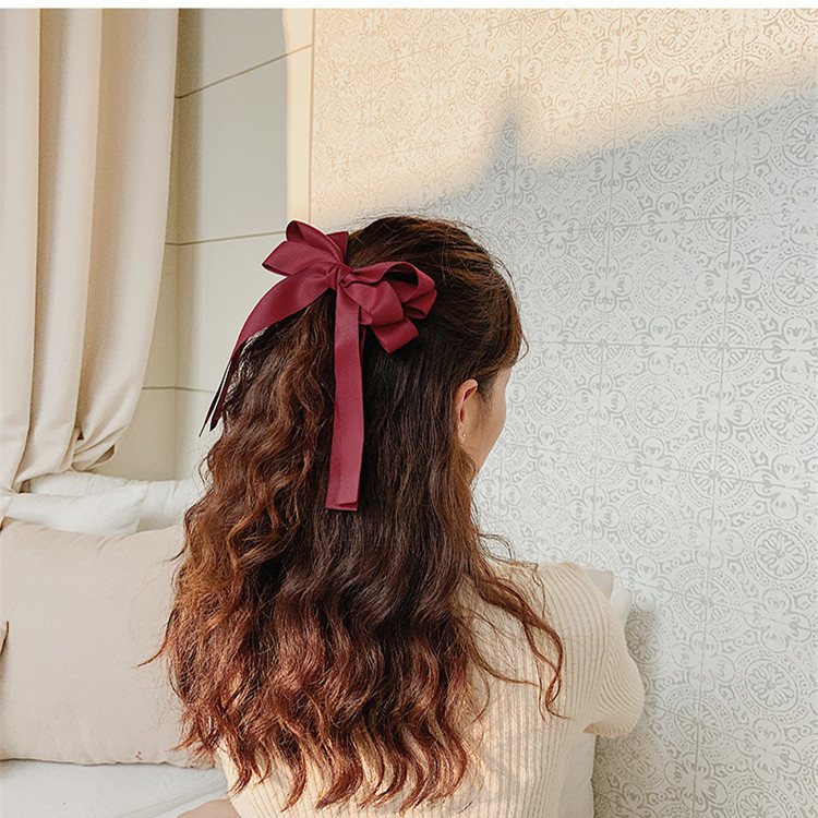 Kẹp tóc đính nơ ruy băng xinh xắn phong cách nữ tính