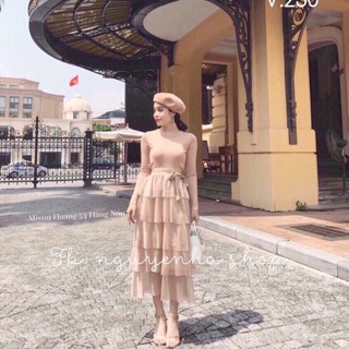 Chân váy tầng kèm ảnh thật