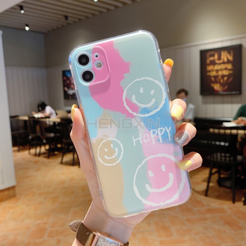 Apple xsmax smile emoji stitching 7 8 7p 8p x xs xr painted silicone soft shell for Apple 11 11pro 11promax 12mini 12 12pro 12promax iPhone case