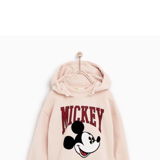 Áo nỉ da cá bé gái Mickey hồng Zara