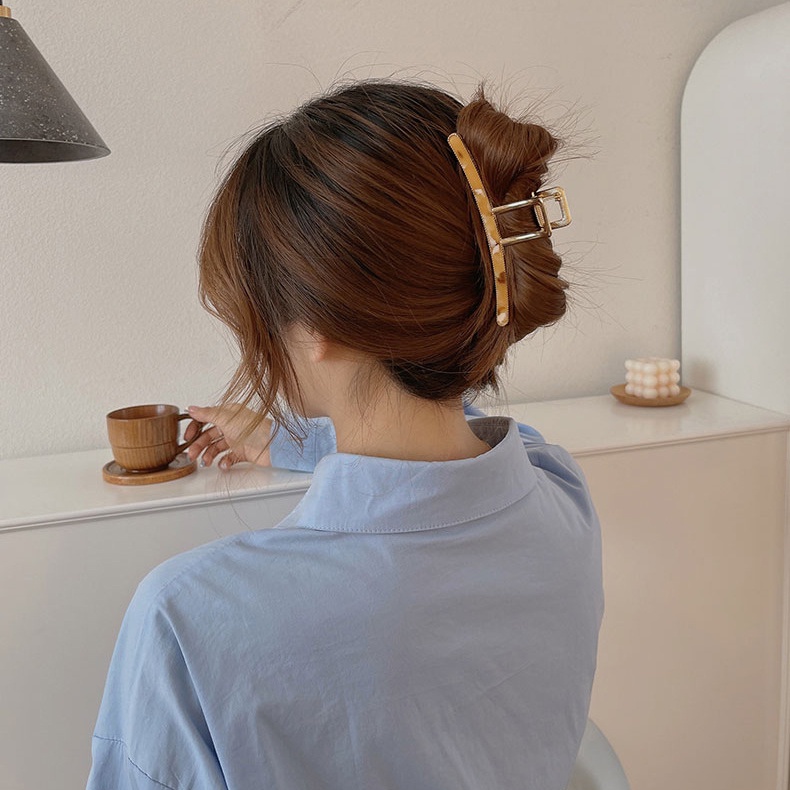 Kẹp Tóc Cỡ Lớn Bằng Hợp Kim Phong Cách Hàn Quốc Đơn Giản Dành Cho Nữ