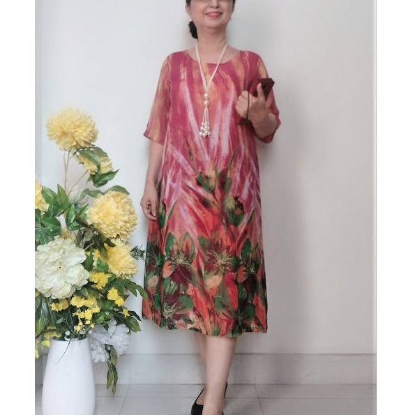 Váy Đầm Trung Niên - Voan Sang Trọng - Form A Rộng Che Bụng - Size 50Kg - 90Kg | BigBuy360 - bigbuy360.vn