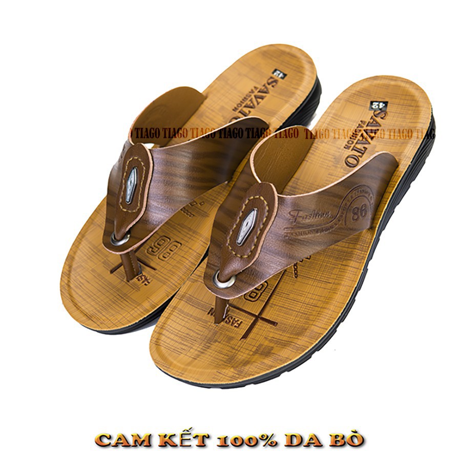 Dép nam da bò tông nam đế cao su đúc siêu bền BẢO