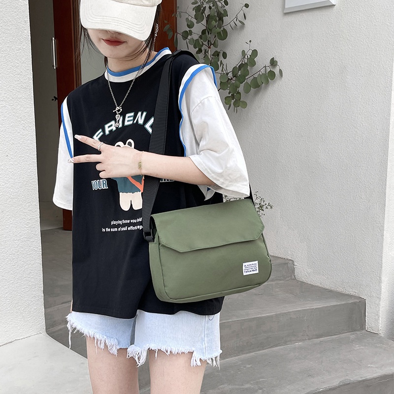 túi xách hàng ngày cặp đôi màu đồng nhất TTF180 Túi Đeo Chéo Canvas Thời Trang Hàn Quốc Học Sinh Sinh Viên Đi Học , Đi Chơi