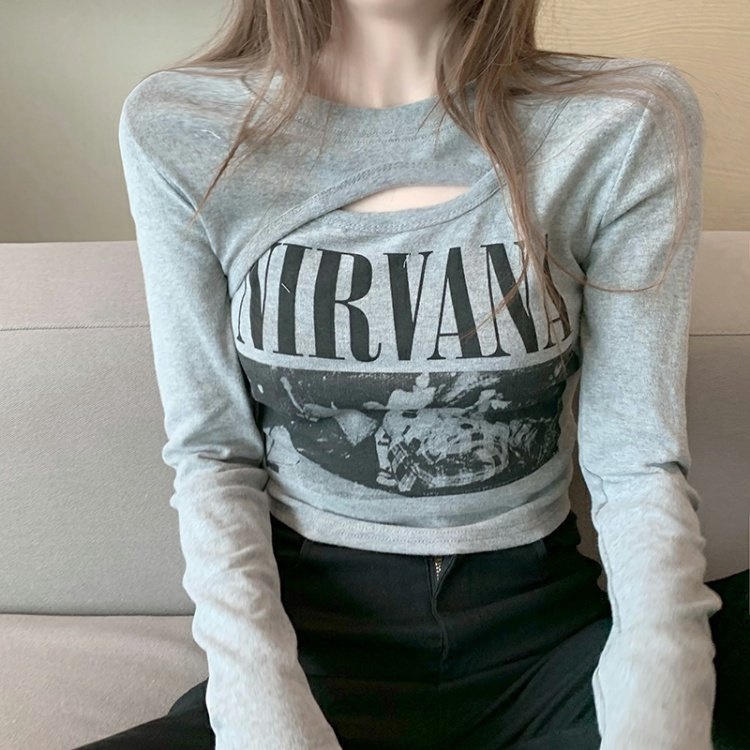 Áo Thun Nữ Tay Dài Giả Hai Lớp Thời Trang Quyến Rũ