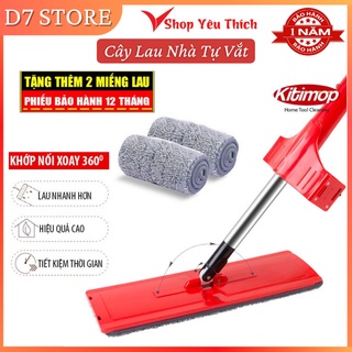 Cây lau nhà tự vắt kitimop cây lau nhà thông minh xoay 360° cán inox dài 125cm miếng lau microfiber tặng kèm 2 bông lau