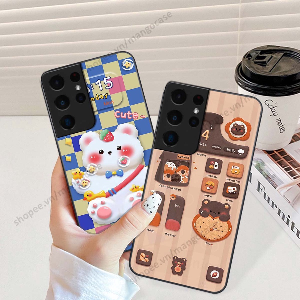 Ốp lưng Samsung S21 Ultra hình gấu, thỏ, đồng hồ cute dễ thương