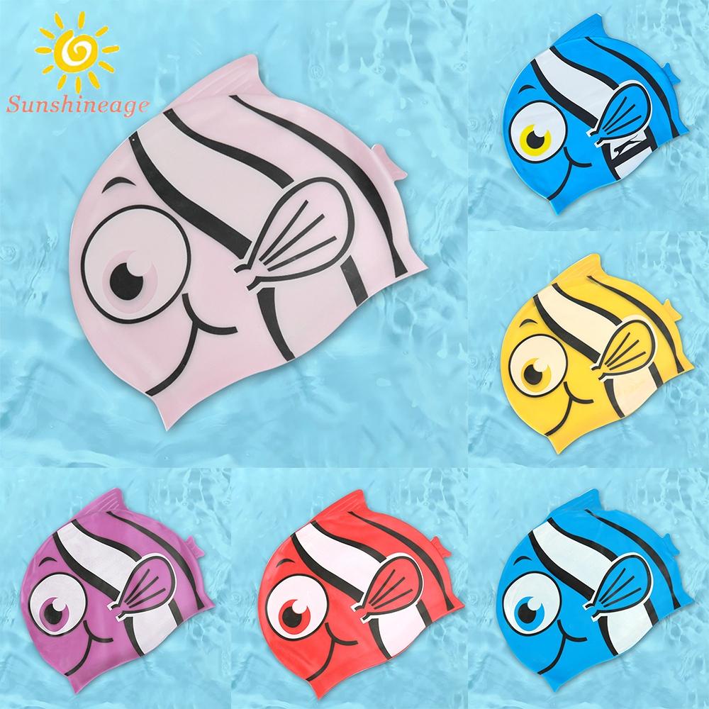 Mũ Bơi Bảo Vệ Tai Chống Thấm Nước In Hoạt Hình Dễ Thương Cho Bé