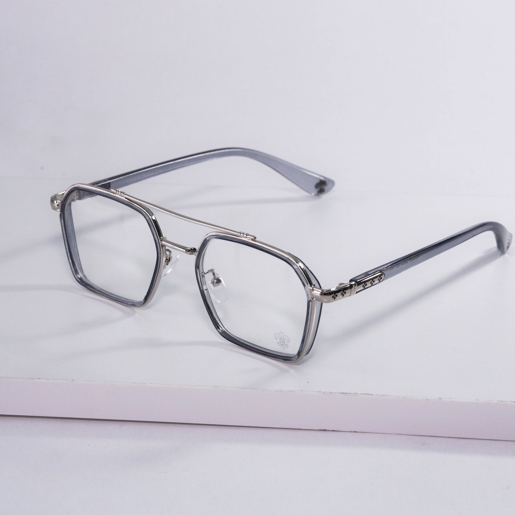 Gọng kính Chrome Hearts thời trang nam nữ mắt vuông to không độ tròng cao cấp