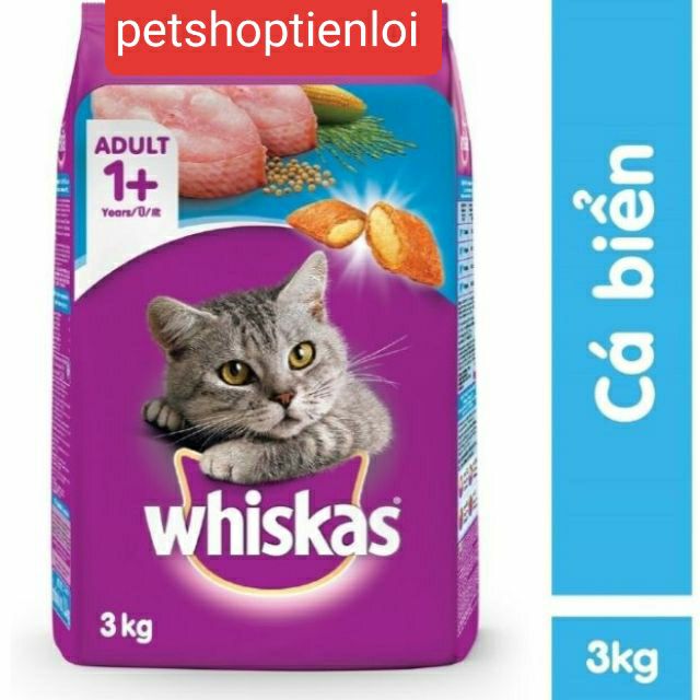 Thức ăn mèo whiskas vị cá biển túi 3kg