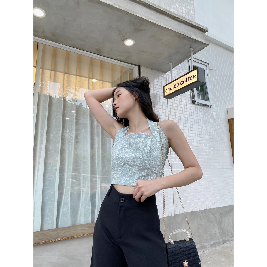 YU CHERRY | Áo nữ Pattern Neck Croptop YA376