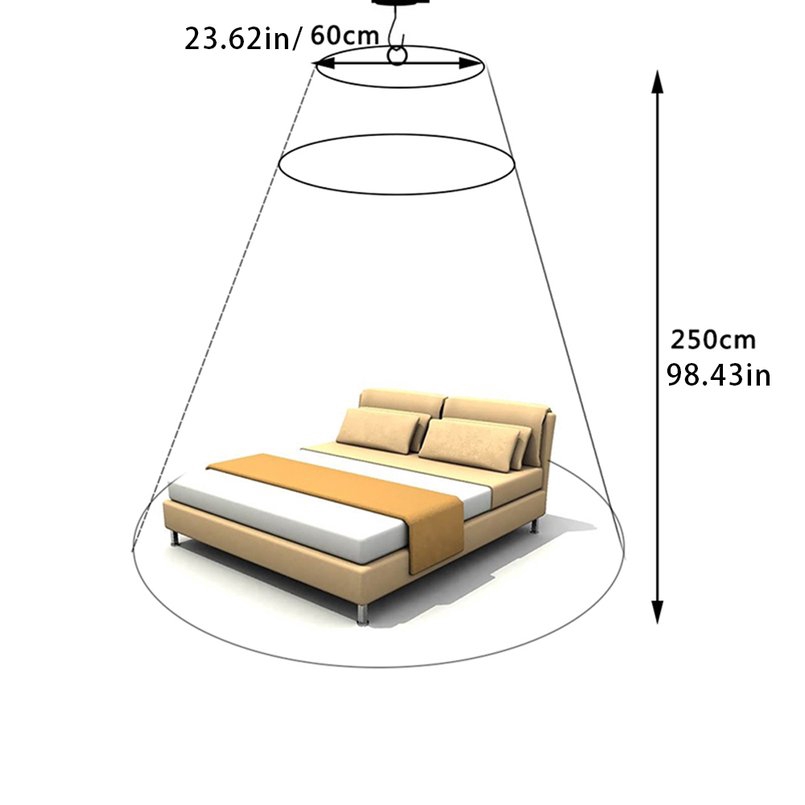 Màn ngủ chống muỗi kiểu công chúa kích thước 250x900x60cm