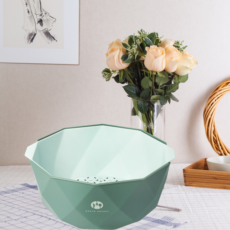 Rổ Nhựa Rửa Rau Củ Quả Hai Lớp Ráo Nước Tiện Dụng Cho Nhà Bếp