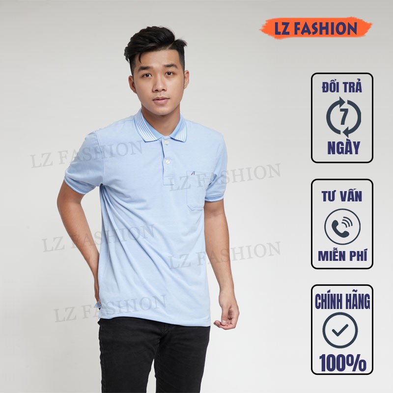 Áo thun polo nam thời trang cổ sọc có túi, chất thun cotton mềm mịn - LZ FASHION - PS088