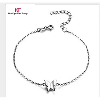 Lắc tay nữ hình bướm đồng trắng mạ bạch kim dầy sang trọng-lt7