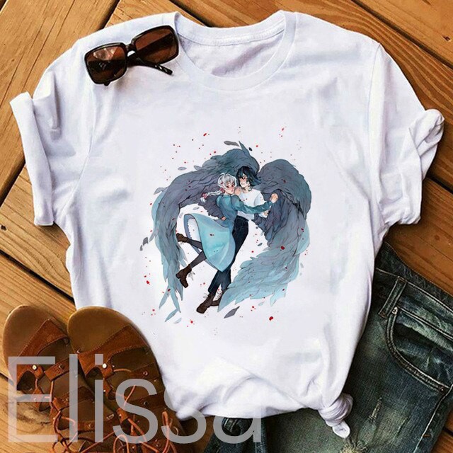 Áo thun Howl's Moving Castle hot Studio Ghibli Femme Japanese Cartoon Anime Women Tshirt giá rẻ