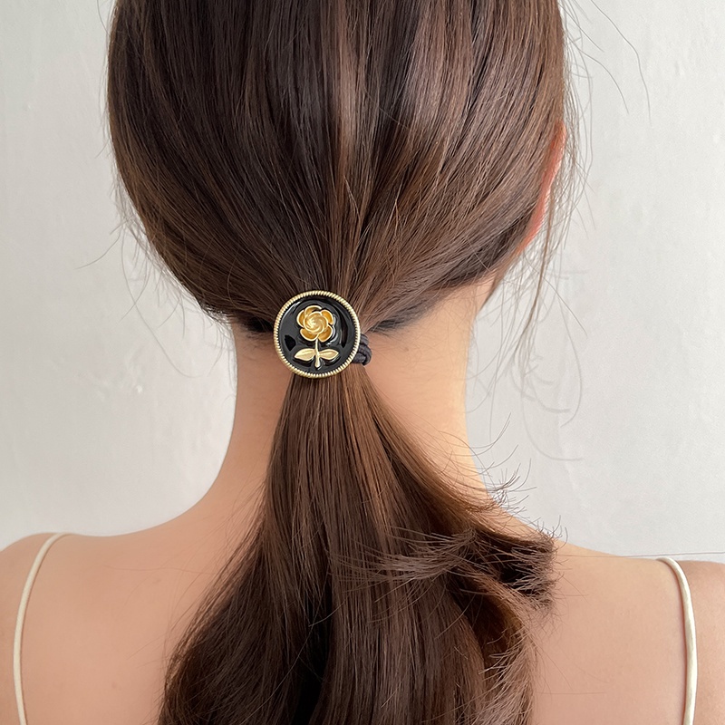 Dây Buộc Tóc Nữ Họa Tiết Hoa Hồng Phong Cách Cổ Điển Thời Trang Hàn Quốc