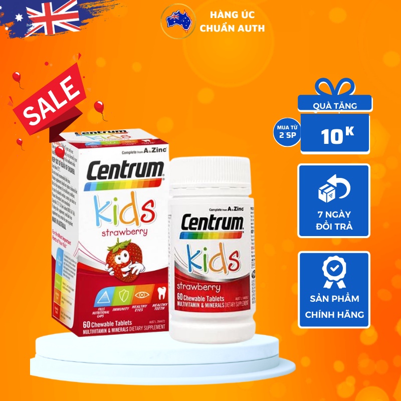 Viên uống Bổ sung Vitamin tổng hợp Vị dâu cho bé Centrum Kids Multi Vitamin 60 viên (SP2)