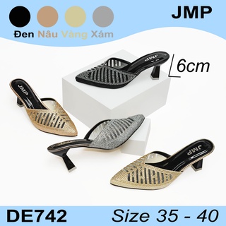 Dép súc cao gót phối lưới đính hạt - de742 - jmp