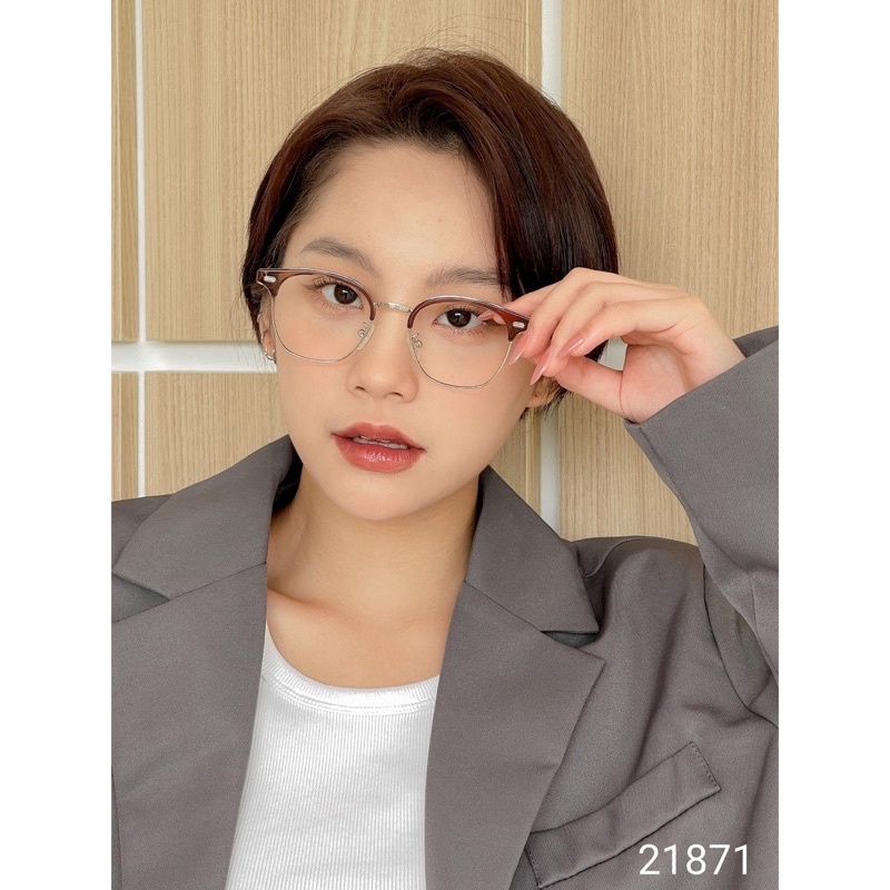 Kính giả cận, Gọng kính cận nam nữ dáng bầu hợp kim cao cấp 2187 chống ánh sáng xanh, UV400 Jolie eyewear