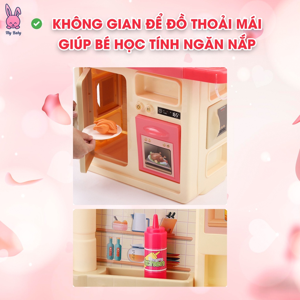 Bếp trẻ em đồ chơi có đèn và nhạc, Mô phỏng đồ dùng nhà bếp nấu ăn, Trẻ em 2 đến 8 tuổi, Mybaby