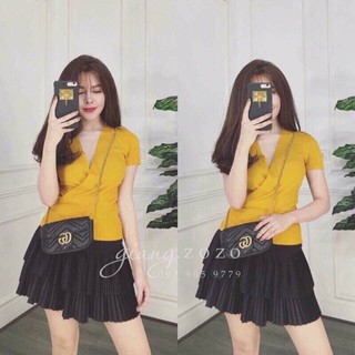 Áo thun lụa [Mua 2 giảm 10%] đắp chéo tay ngắn- cherrystore1996