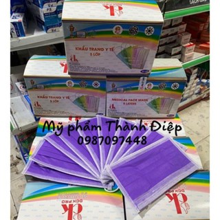 Khẩu trang y tế 4 lớp DCK màu tím ( 1 hộp 50 cái )