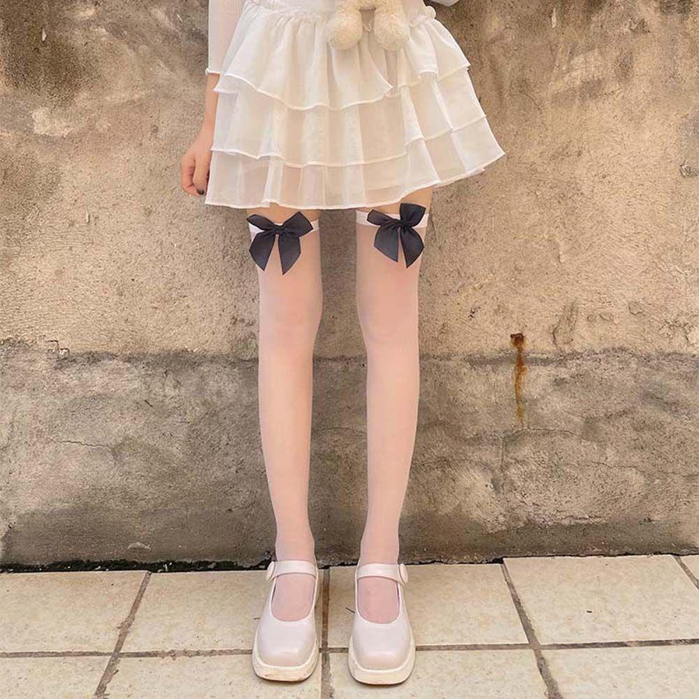 SOMEDAYZL Tất Chân Đính Nơ Phong Cách Harajuku Ngọt Ngào Cho Nữ